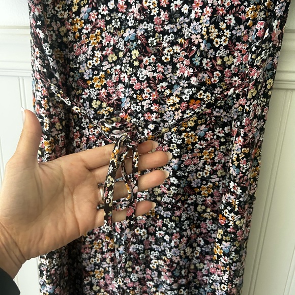 Wild Fable XS Rayon Black Floral Midi Dress - Picture 5 of 6